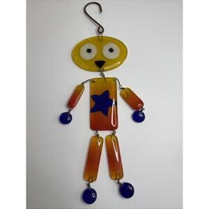 Bedrock Industried Recycled Fused Glass Robot Suncatcher Seattle Art Studio